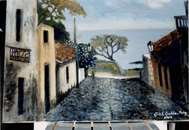 Calle de los suspiros (Colonia,Uruguay) Óleo Lienzo Paisaje