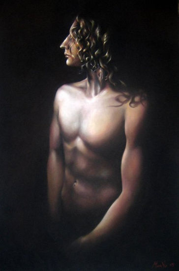 El recinto oscuro Pastel Paper Figure Painting