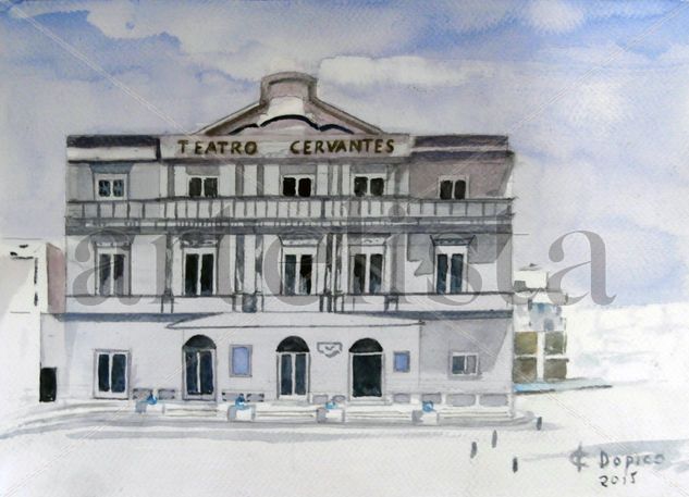 Teatro Cervantes/Cervantes Theatre (Málaga) Watercolour Paper Landscaping