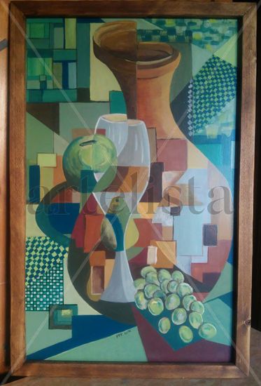 BODEGÓN EN VERDE Acrylic Panel Still Life Paintings