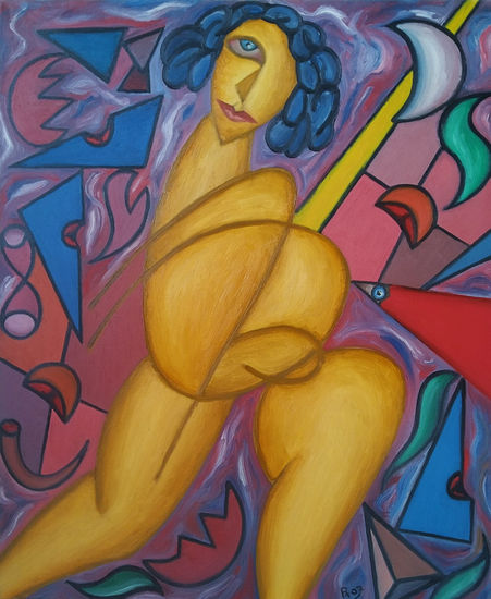 73. Corriendo bajo la luna Oil Canvas Figure Painting