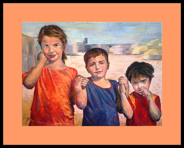 Salvad a los niños sirios. Oil Canvas Portrait