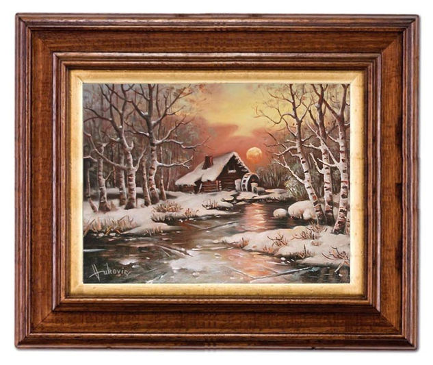 Old mill in the snow    Edit Óleo Lienzo Paisaje