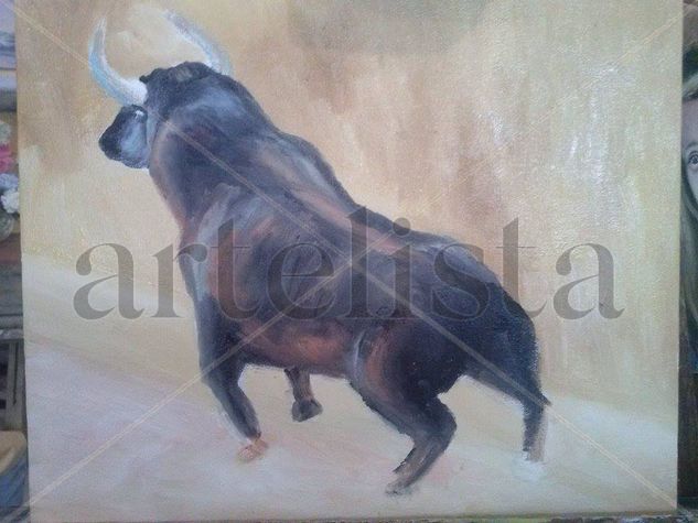 Toro en libertad Oil Canvas Animals