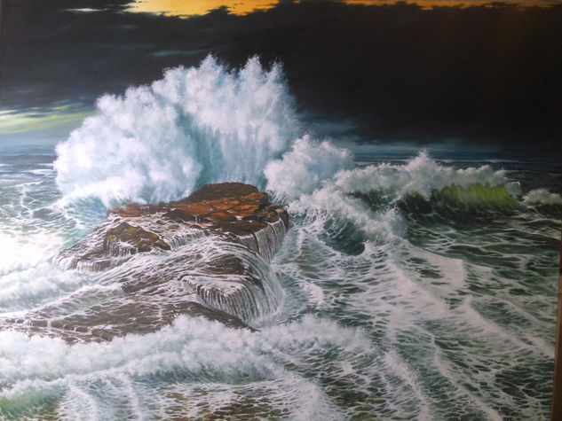 "Cachon" Oil Canvas Marine Painting