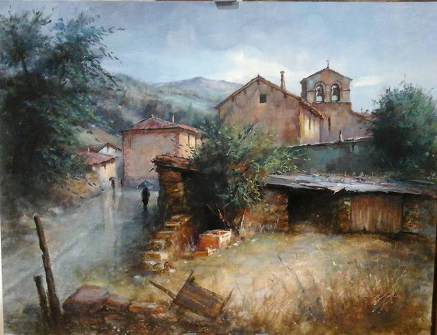 Un dia de lluvia Óleo Tabla Paisaje