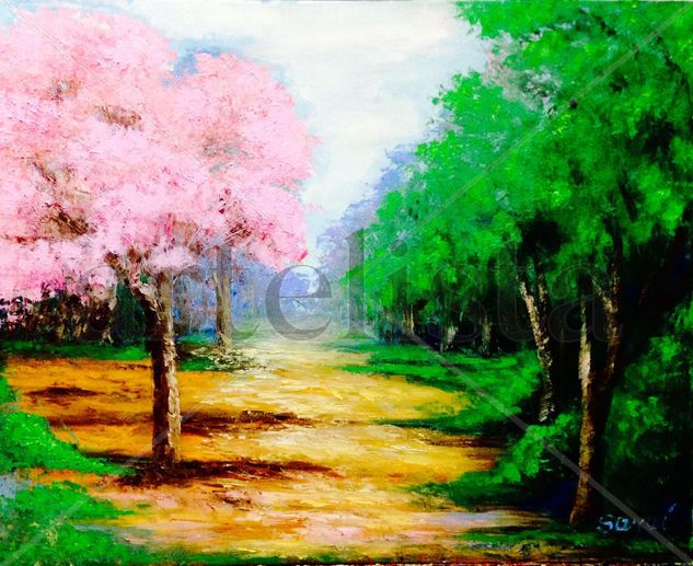 Lapacho en rosa Oil Canvas Landscaping