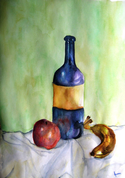 Botella con frutas