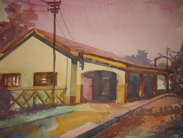 estación... colonia Castelli...Chaco Acuarela Papel Paisaje