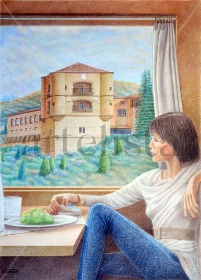 Desde la ventana del tren-3 Pencil (coloured) Card Landscaping