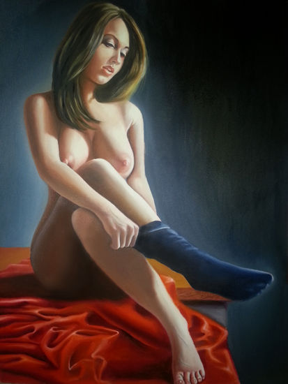 MUJER VISTIÉNDOSE Oil Canvas Nude Paintings