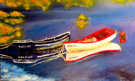 Paisaje marino con barcos.
