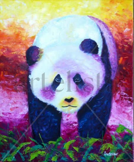 Panda knif Oil Canvas Animals