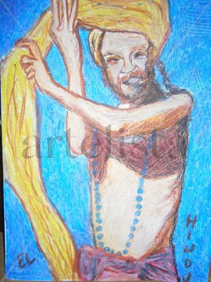 EL HINDU Pastel Paper Figure Painting