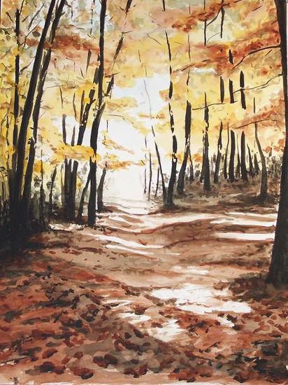 Otoño dorado Watercolour Paper Landscaping