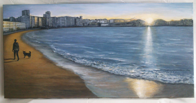 calma en la Playa del orzán- A Coruña Oil Canvas Landscaping