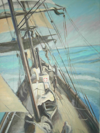 Achicando el Paño Oil Canvas Marine Painting