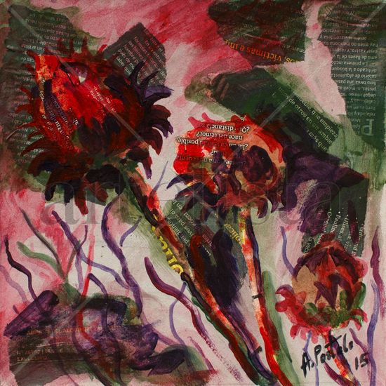 Espinas Mixed media Textile Floral Painting