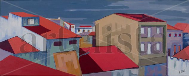 Tejados rojos Acrylic Canvas Landscaping