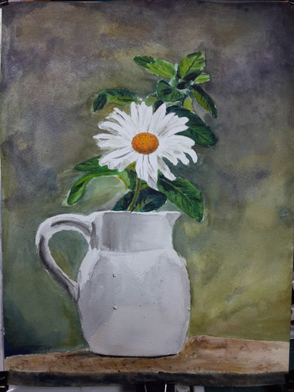 Jarra con flor Watercolour Paper Floral Painting