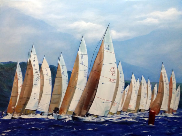 Día de regatas Oil Canvas Marine Painting