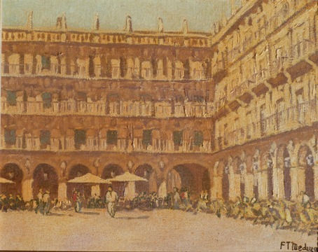 Detalle de la Plaza Mayor de Salamanca III Óleo Lienzo Paisaje