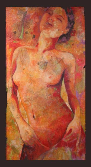 mujer en rojo Acrylic Panel Nude Paintings