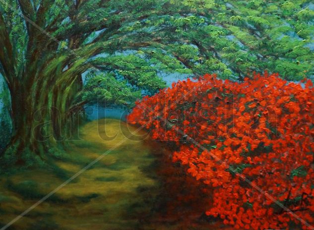 Paseo rosas Oil Canvas Landscaping