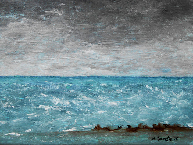 Tormenta en el horizonte Acrylic Canvas Marine Painting