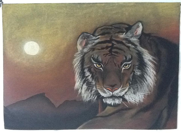 Tigre al horizonte Pastel Cartulina Animales