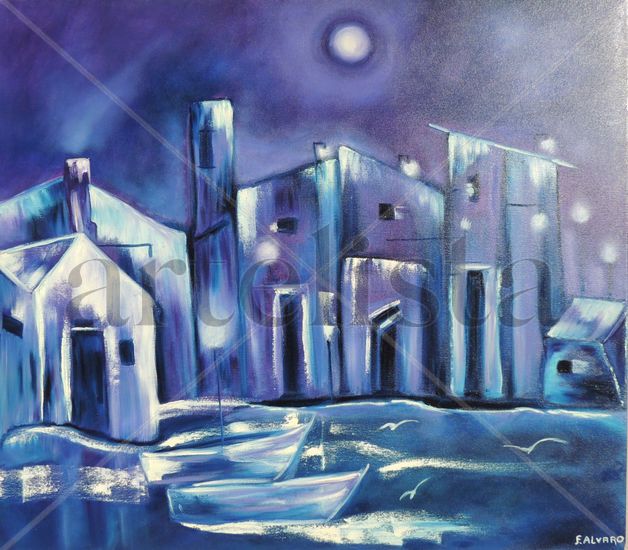 calma nocturna Acrylic Canvas Landscaping