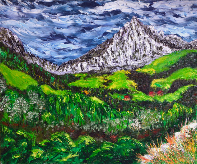 Pico San Vicente desde Covalanas Oil Canvas Landscaping