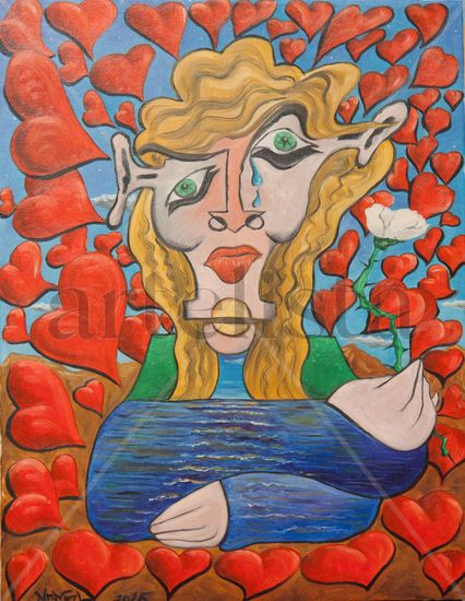 Mujer llorando. Oil Canvas Others