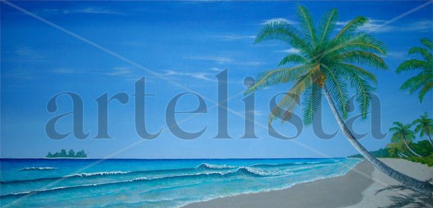 Playa Tropical Mixed media Canvas Marine Painting