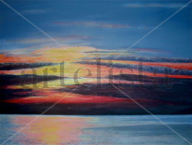 Crepusculo Marino Mixed media Canvas Marine Painting