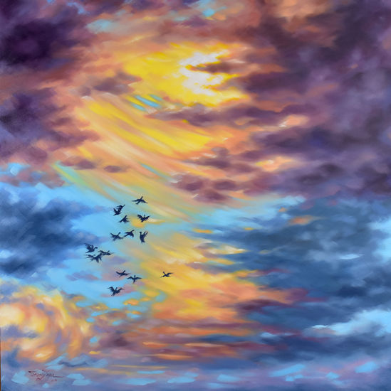 Dance in the sky Oil Canvas Landscaping