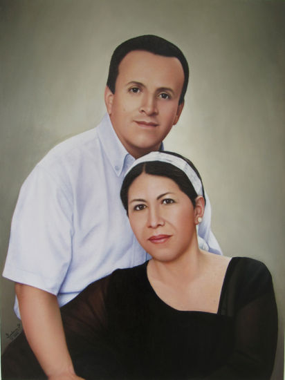 RETRATO DE PAREJA MATRIMONIAL Óleo Lienzo Retrato