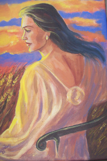 OTOÑAL Oil Panel Figure Painting