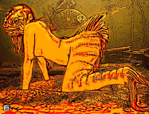 Retrato apacible de la enigmática Xirena-Piraña