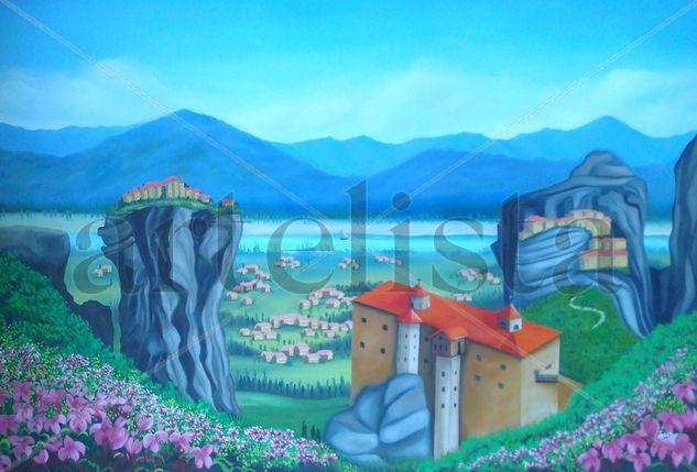 Meteora Óleo Lienzo Paisaje