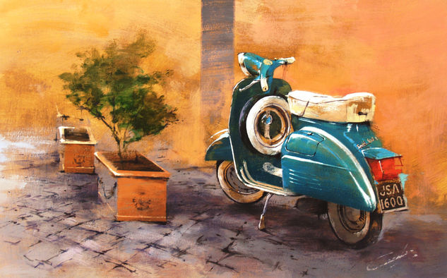 VESPA III Óleo Papel Paisaje