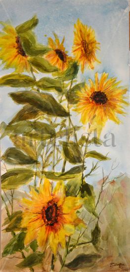 GIRASOLES Acuarela Papel Floral