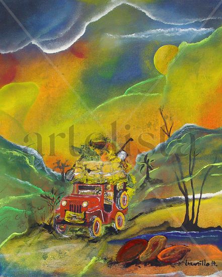 JEEP CAFETERO Acrylic Canvas Landscaping