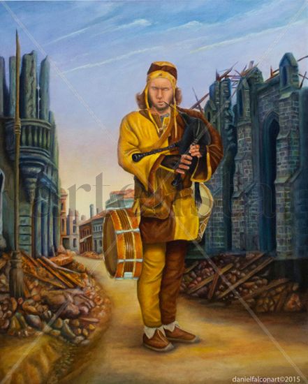 The Musician Oil Panel Figure Painting