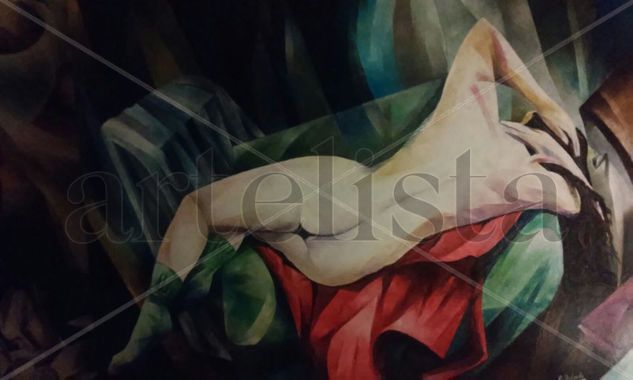 Casandra desnuda Oil Textile Figure Painting