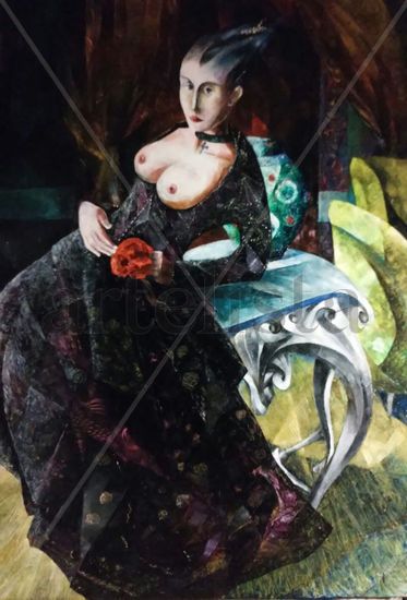 La dama del clavel Oil Textile Figure Painting