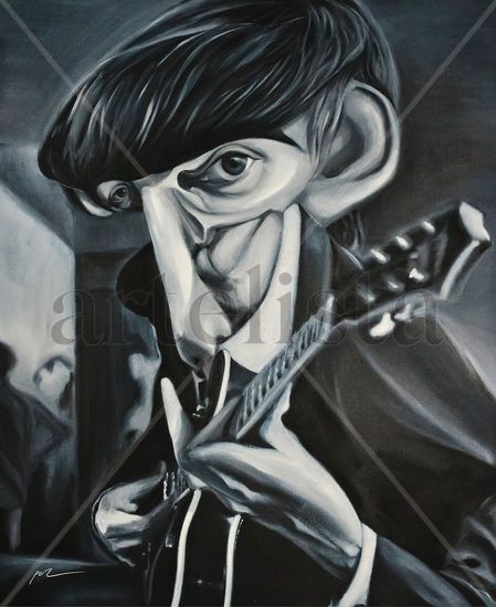 The Beatles George Harrison Oil Canvas Portrait