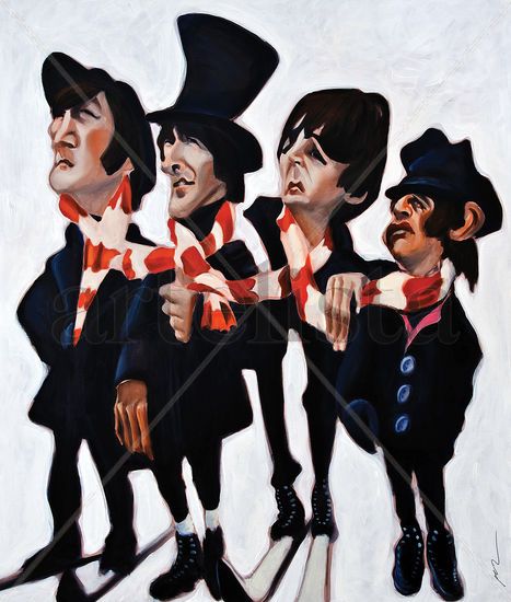 The Beatles Help Óleo Lienzo Retrato