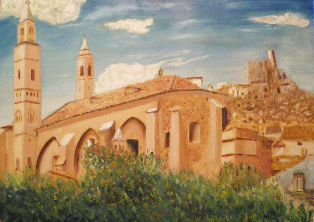 Castillo e iglesia de Borja Oil Canvas Landscaping