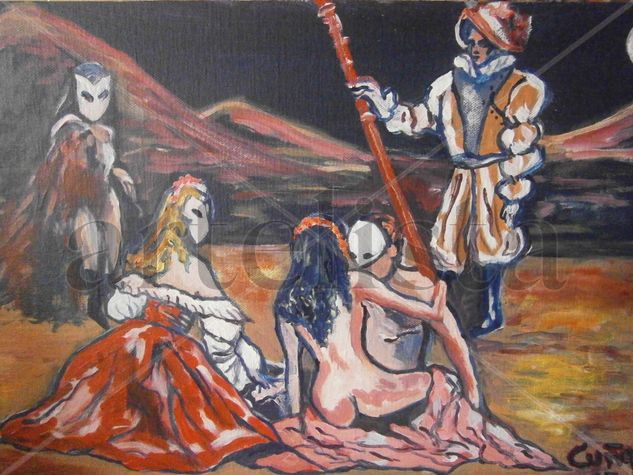 OPERA EN EL DESIERTO Acrylic Canvas Figure Painting